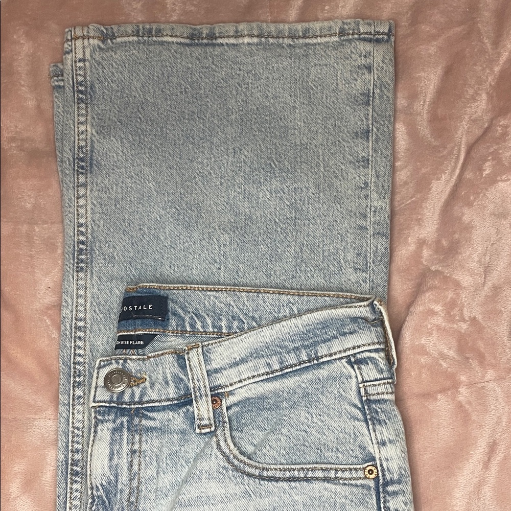 Aeropostale Light Blue Distressed Flare Jeans - Picture 5 of 5